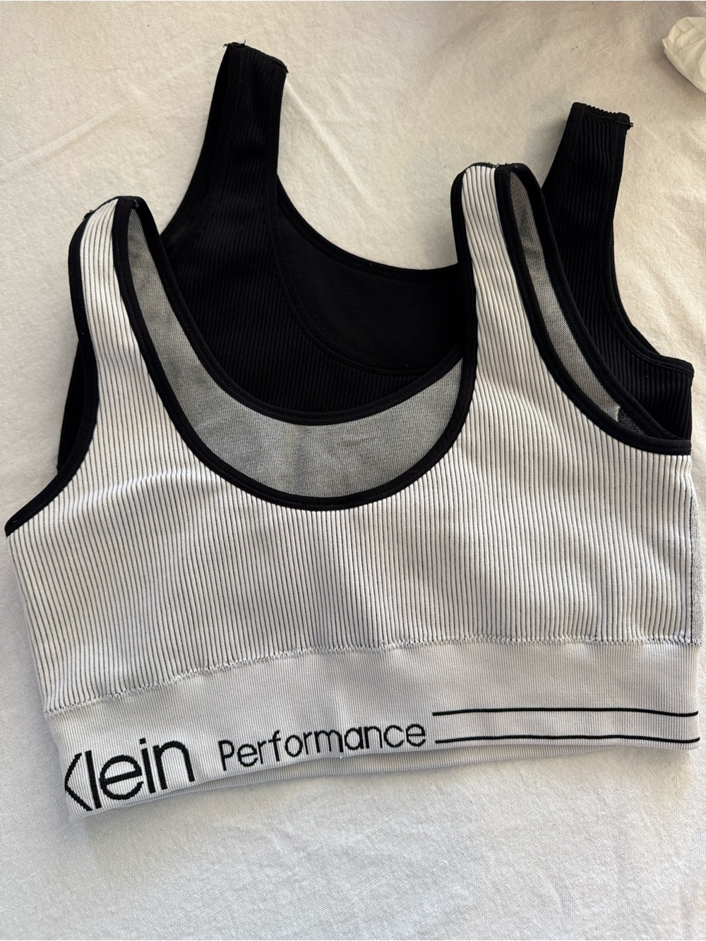 Calvin Klein Black & White Ribbed Performance Bralette Duo - Picture 2 of 5